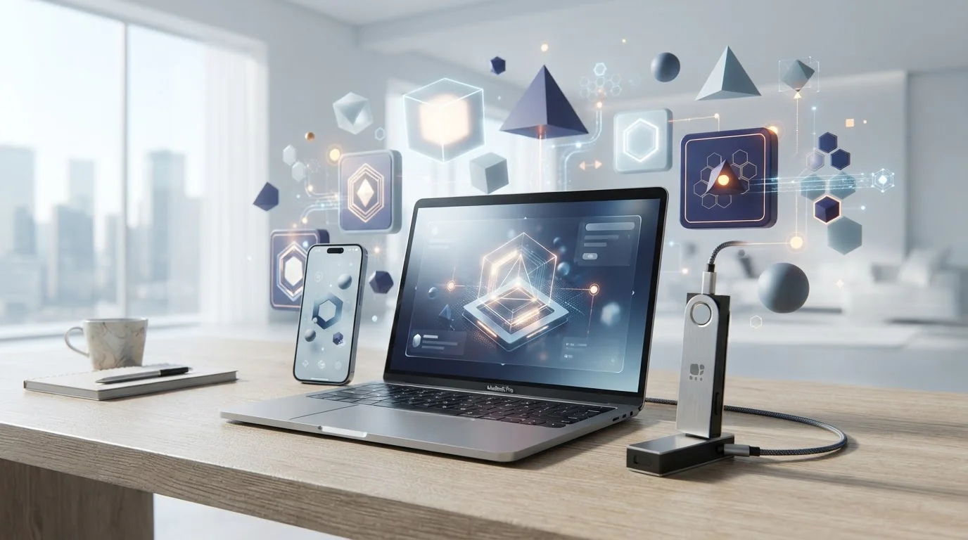 A crypto wallet connected to a modern online casino interface with game tiles and blockchain symbols
